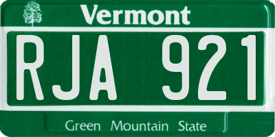 VT license plate RJA921