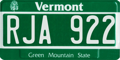VT license plate RJA922