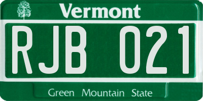 VT license plate RJB021