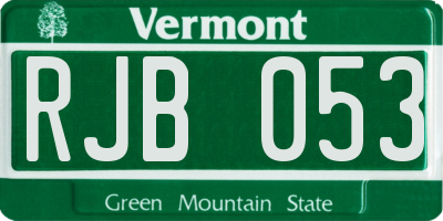 VT license plate RJB053