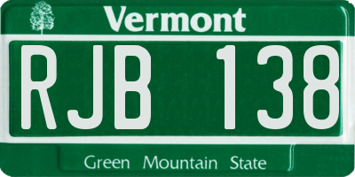 VT license plate RJB138