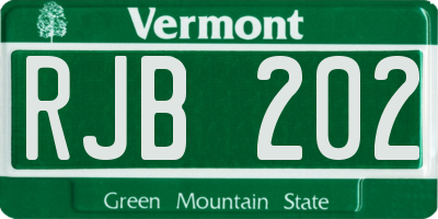 VT license plate RJB202