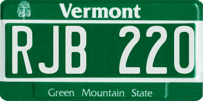 VT license plate RJB220