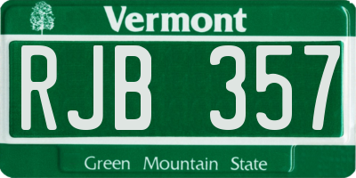 VT license plate RJB357