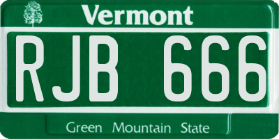 VT license plate RJB666