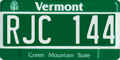 VT license plate RJC144