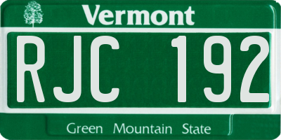 VT license plate RJC192