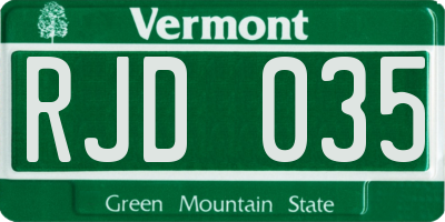 VT license plate RJD035