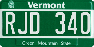 VT license plate RJD340
