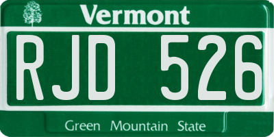 VT license plate RJD526