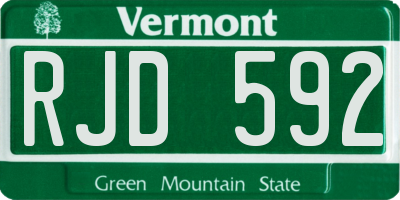 VT license plate RJD592