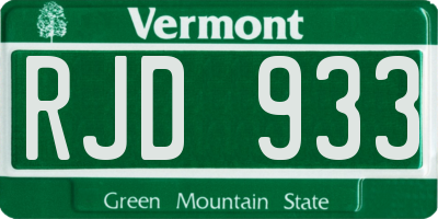 VT license plate RJD933