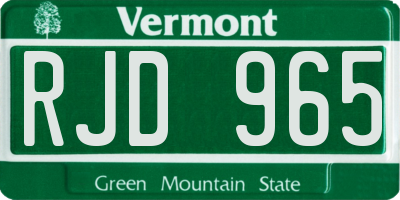 VT license plate RJD965