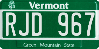 VT license plate RJD967