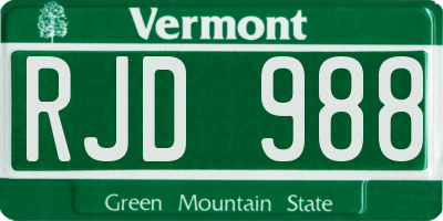 VT license plate RJD988