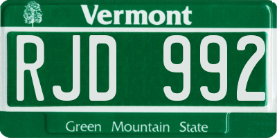 VT license plate RJD992