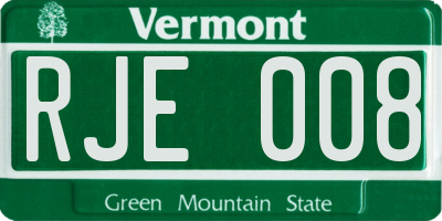 VT license plate RJE008