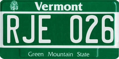 VT license plate RJE026