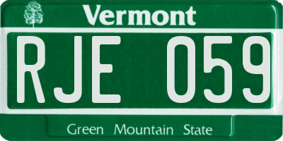 VT license plate RJE059
