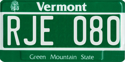 VT license plate RJE080