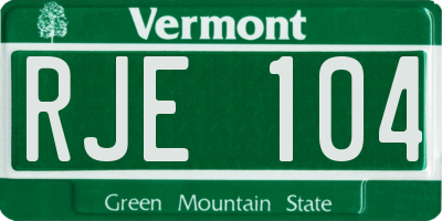 VT license plate RJE104