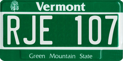VT license plate RJE107