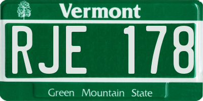 VT license plate RJE178