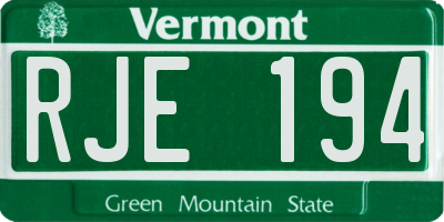 VT license plate RJE194