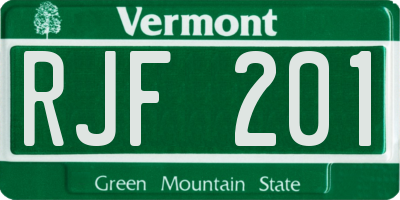 VT license plate RJF201