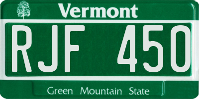 VT license plate RJF450