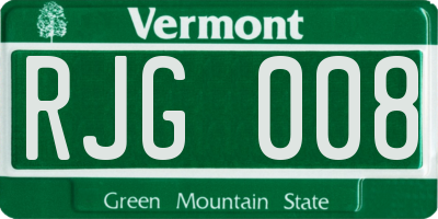 VT license plate RJG008