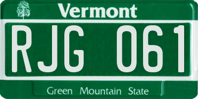 VT license plate RJG061