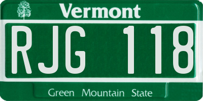 VT license plate RJG118