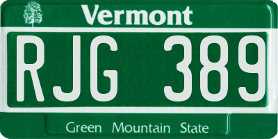 VT license plate RJG389