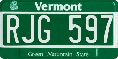 VT license plate RJG597