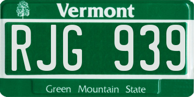 VT license plate RJG939