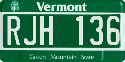 VT license plate RJH136