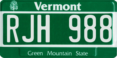 VT license plate RJH988