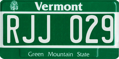 VT license plate RJJ029