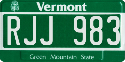 VT license plate RJJ983