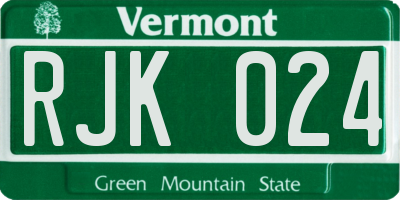 VT license plate RJK024