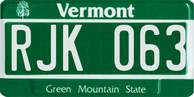 VT license plate RJK063