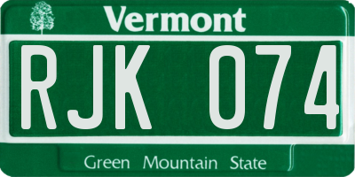 VT license plate RJK074