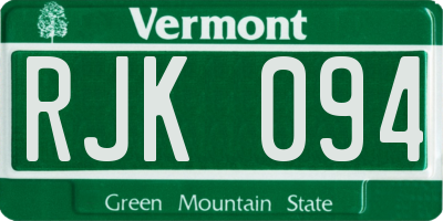 VT license plate RJK094