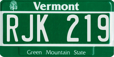 VT license plate RJK219