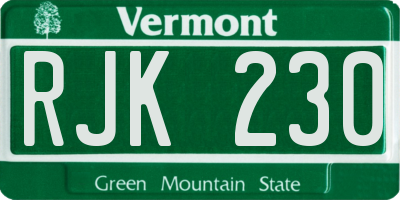 VT license plate RJK230