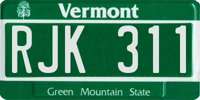 VT license plate RJK311