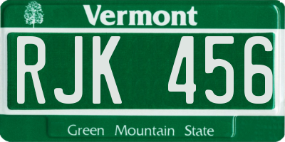 VT license plate RJK456