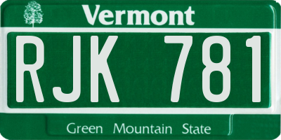 VT license plate RJK781