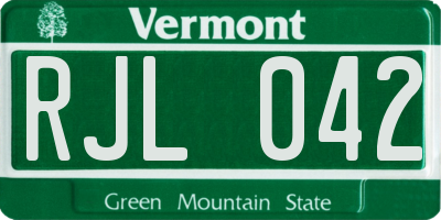 VT license plate RJL042